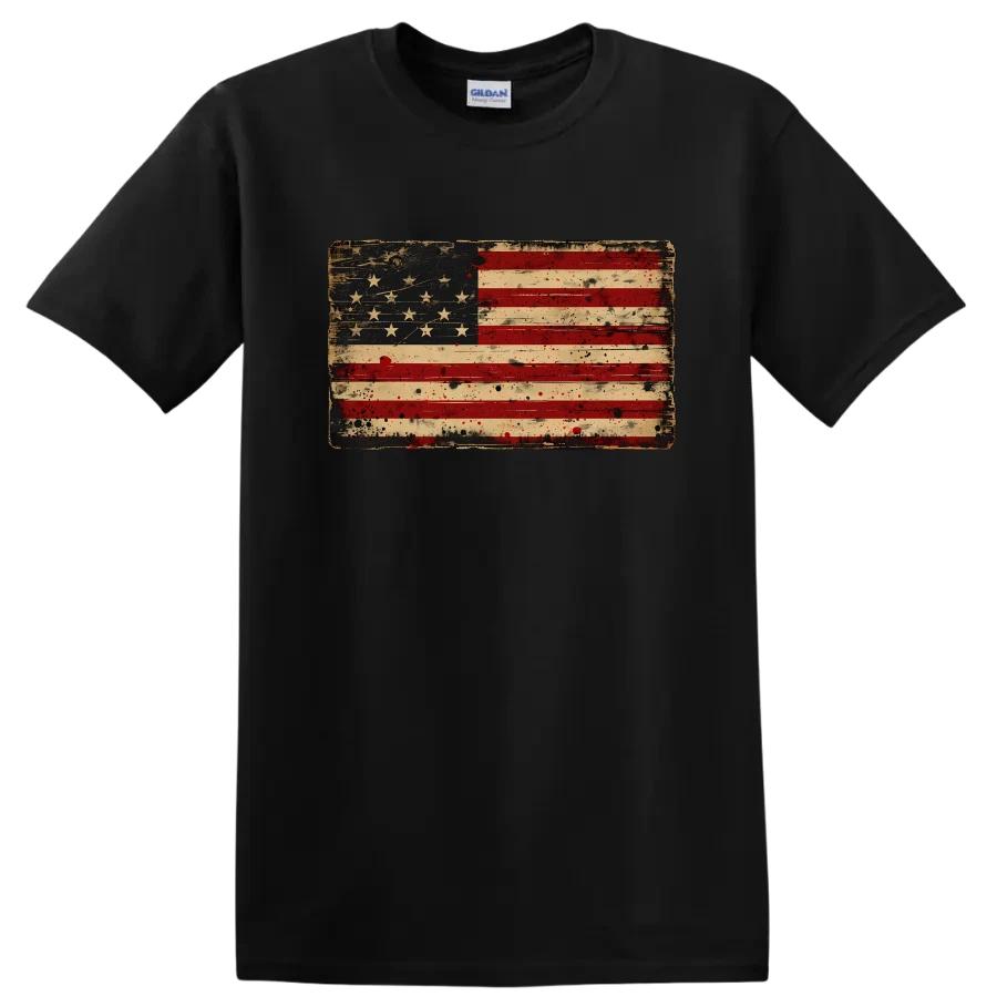 American Flag Distressed T Shirt Vintage Style Patriotic Tee for Men Women