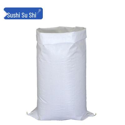 Белая плетёная пластиковая сумка 50x82 см