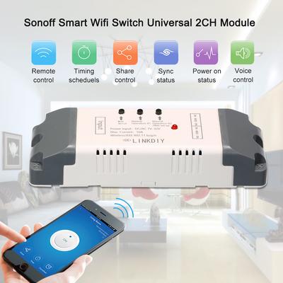 Sonoff Smart Wi-Fi Switch Универсальный модуль 2CH DC/AC7-32V Беспроводной переключатель Таймер Приложение для телефона Пульт дистанционного управления
