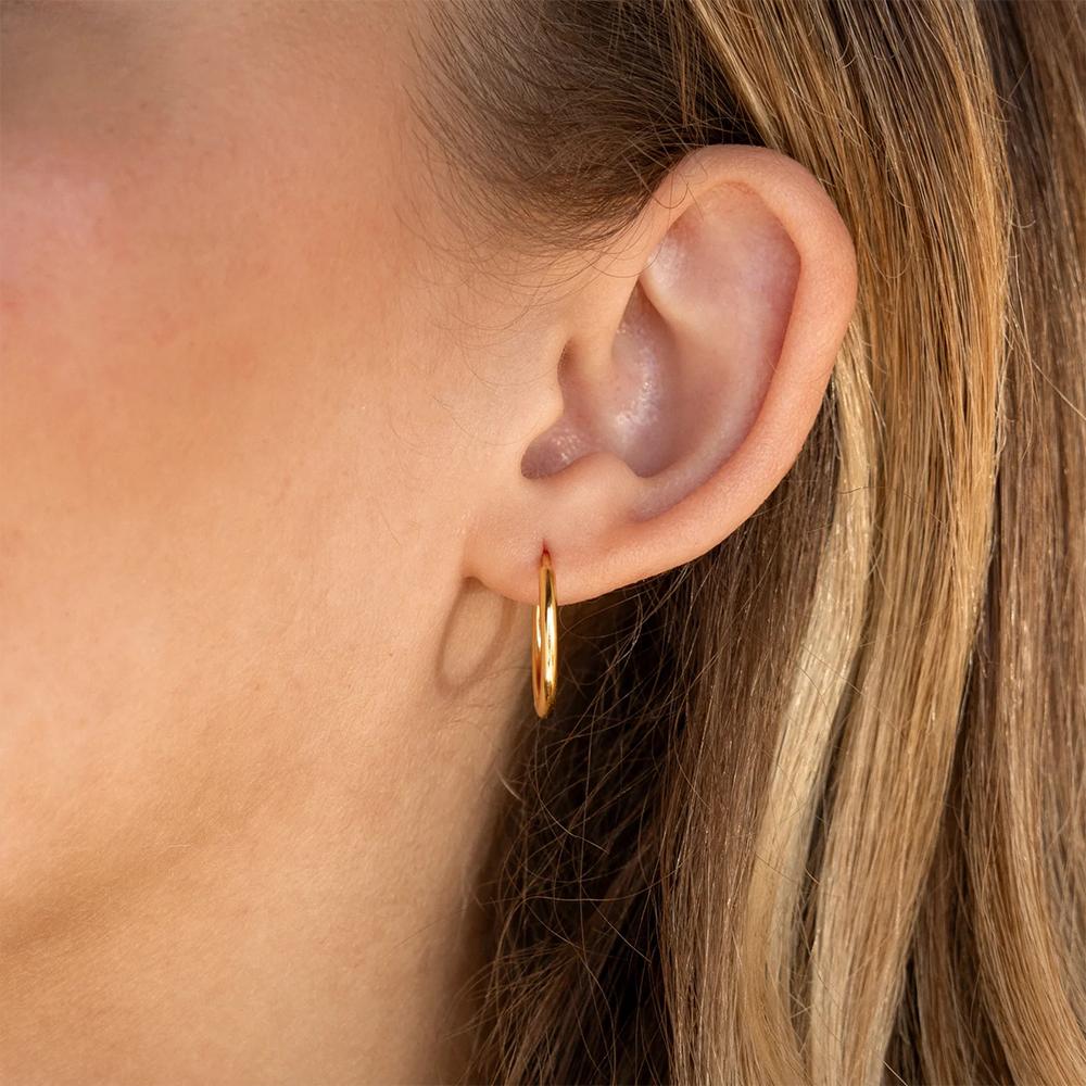 EMANCO 12/14/18MM Stainless Steel Ear Buckle for Women Simple Classic Small Steel Earrings Stud Thin Hoops Earrings Jewelry Gift