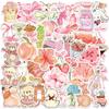 50pcs Aesthetic Cute Pink Bear Bow Cartoon Stickers INS Style Decals DIY Notebook Phone Suitcase Car Graffiti Sticker Gift