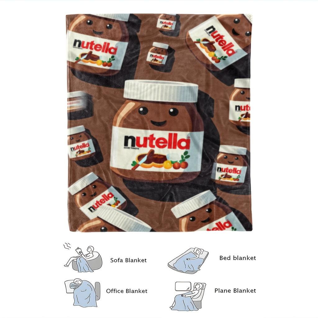 Comfortable Nutella Theme Blanket Soft High-Definition Digital Print All-Season Soft, Breathable 100% Polyester Perfect Gift All-Season, Fam