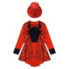 Girls Sequin Patchwork Leotard Long Sleeve Round Neck Bow Tie Zipper Paillette Fedora Hat Role Play Dress Up