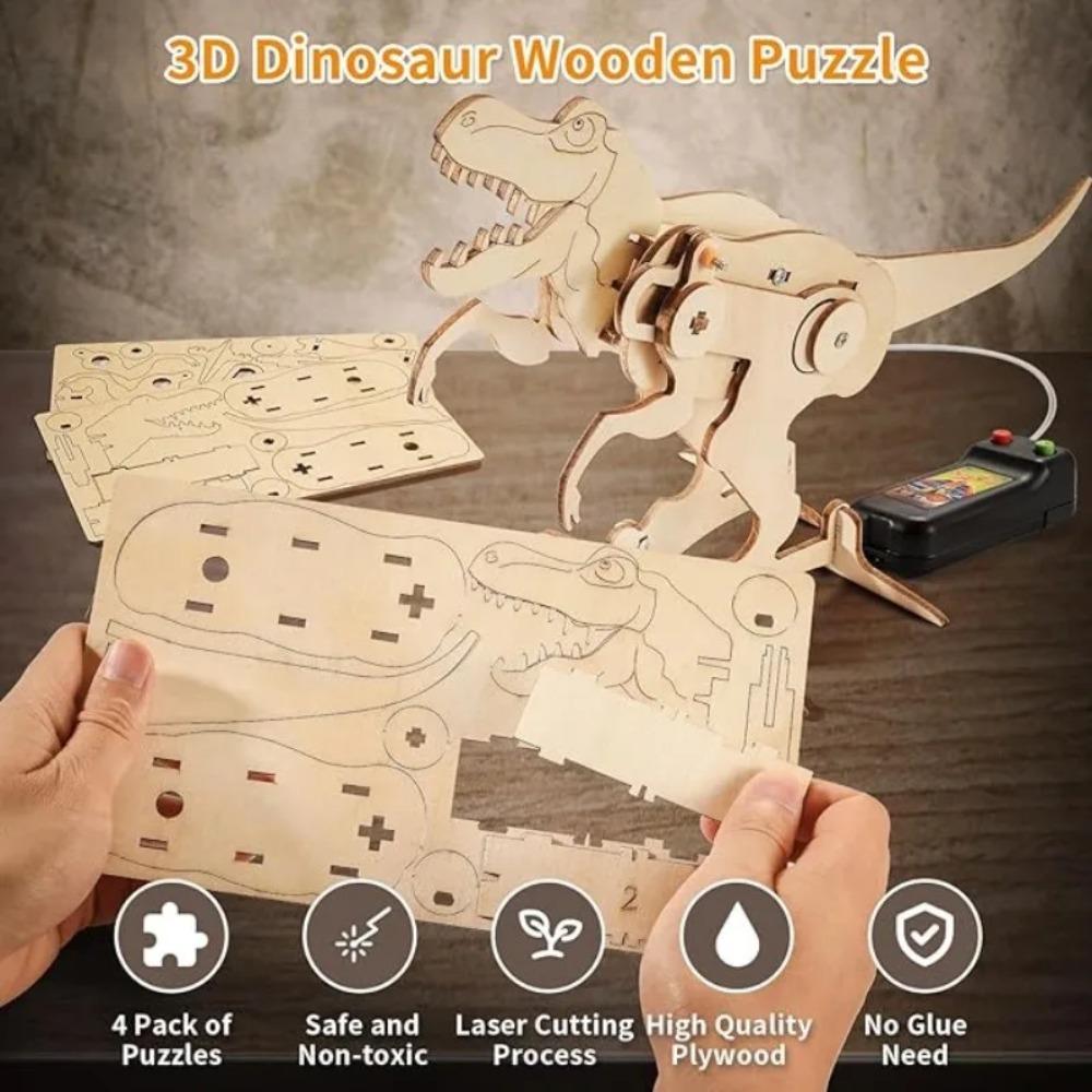 1/4 шт. STEM-игрушки Динозавр для детей 3D Деревянная модель-пазл Модель робота Набор для сборки DIY Образовательные Научные Строительные STEM-проекты Подарок