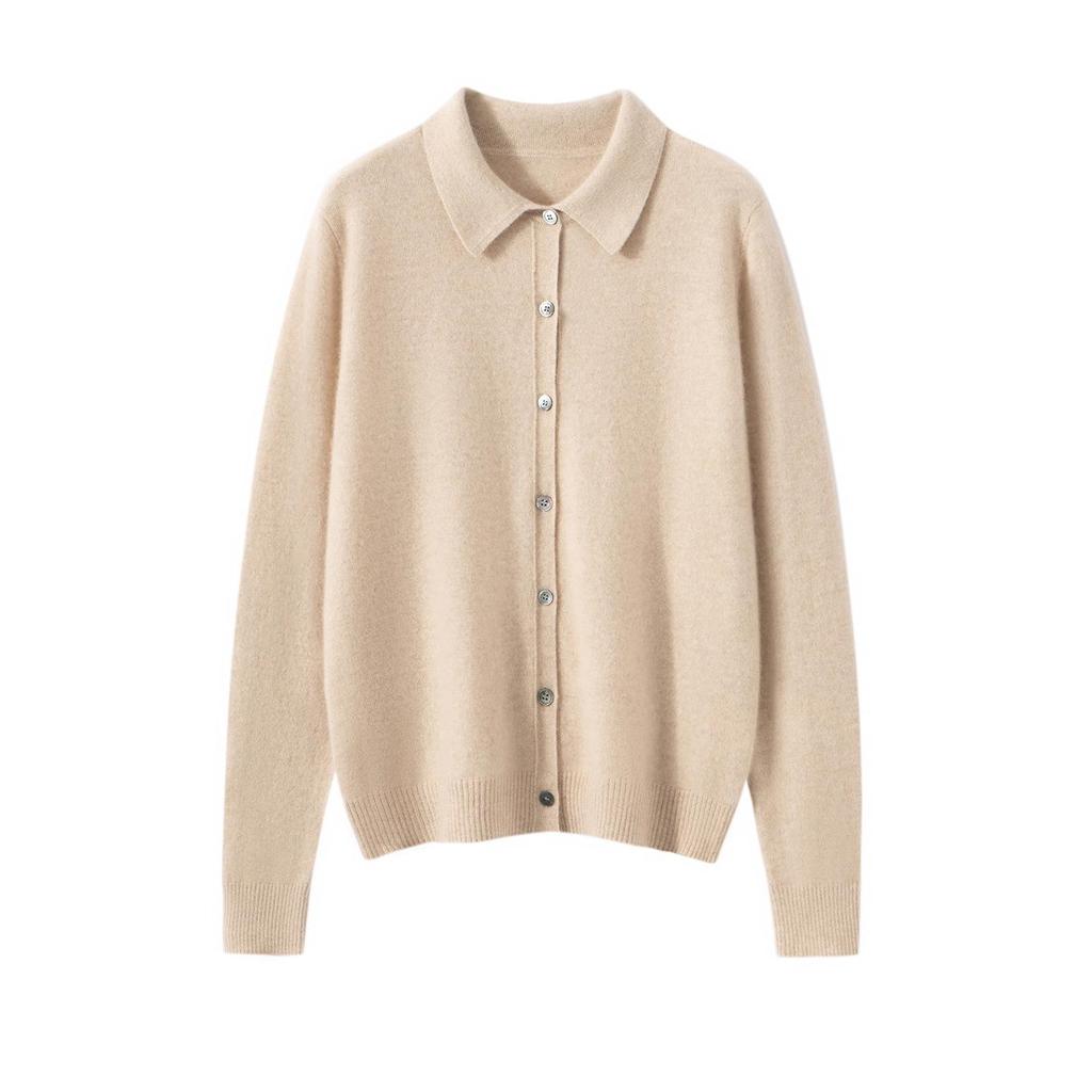 Women's 100% Cashmere Polo Neck Sweater - Versatile Autumn/Winter Knitwear Cardigan Blouse