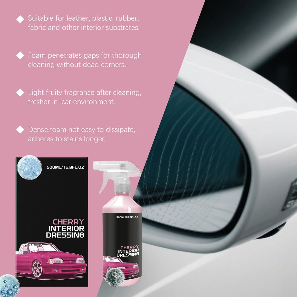 Car Interior Foam Cleaner Cherry Scent Deodorization No Sticky Residue Leather Fabric Seat Care Car Multi-material Stain Remover
