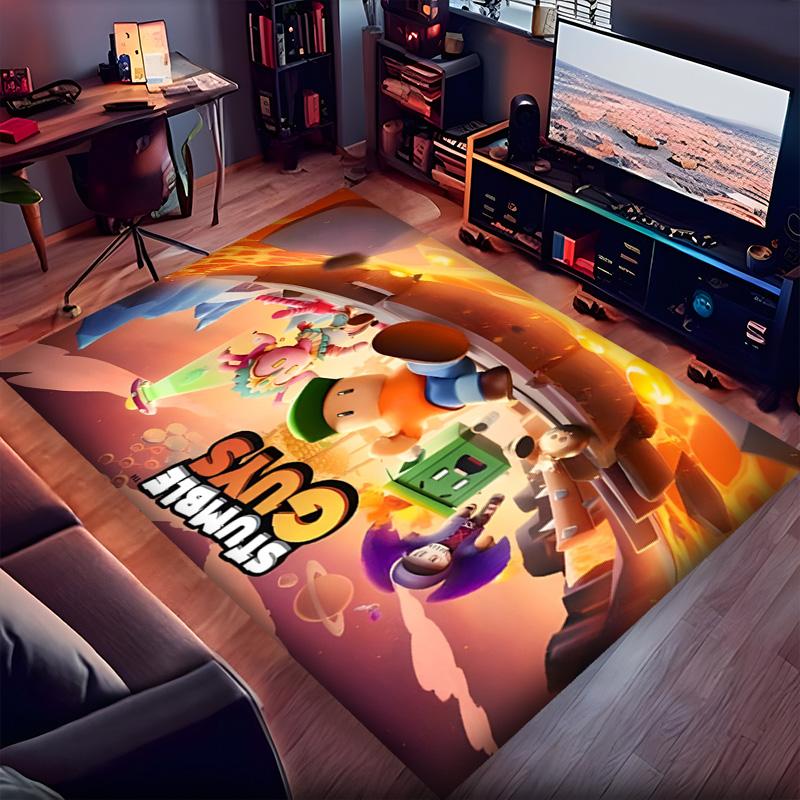 Stumble Guys Polyester Carpet, Soft Indoor Mat for Office Chair, Living Room, Computer Desk - Decorative Home Office Rug Design