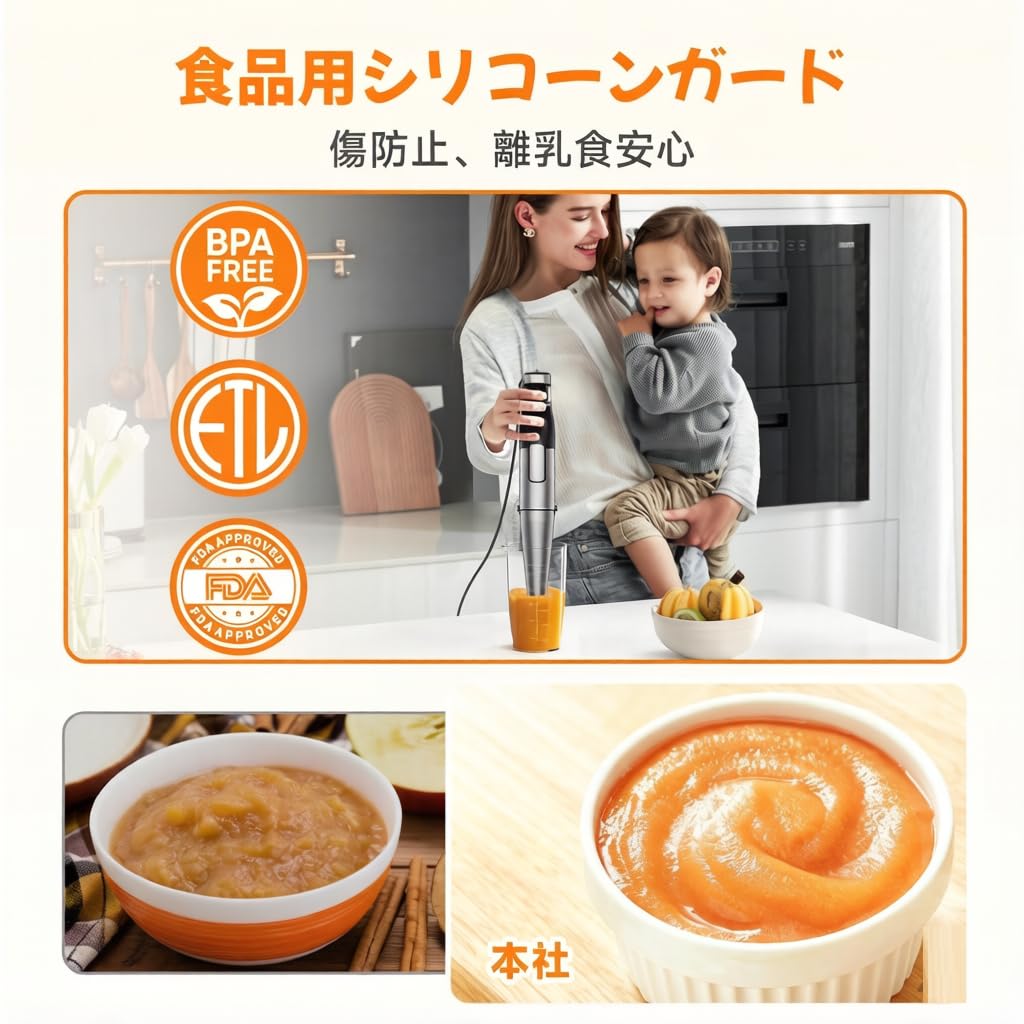 Speed Control Pot Scratch Hand Powerful Electric Mixer for Baby and Vegetables Stepless & Protection1100W Blender, 6-in-1 Food, Ice, Meat, Fruits,