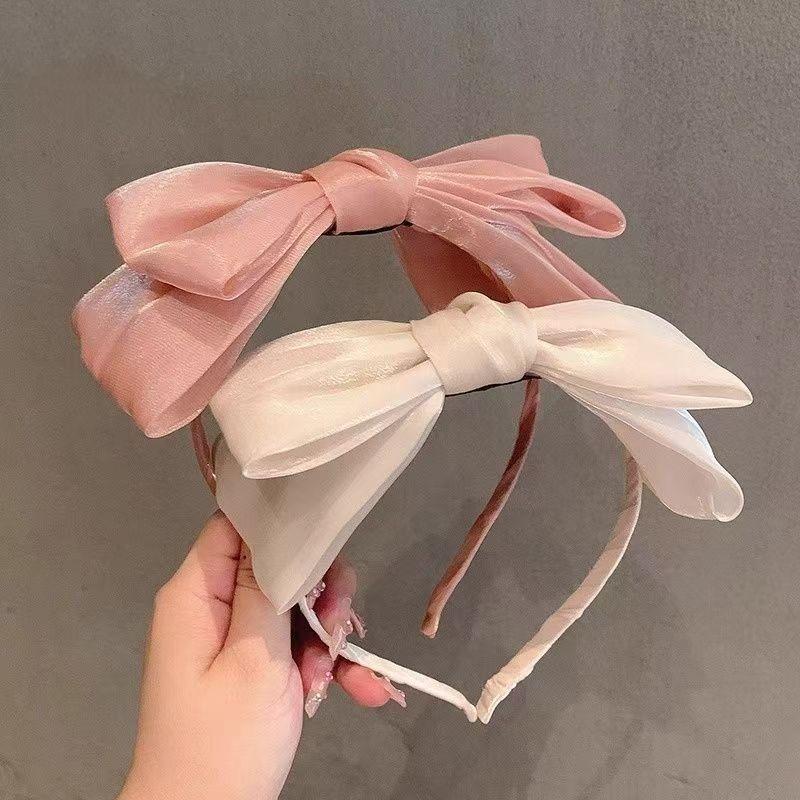 1Pcs Hair Accessories Spring/Summer Girl Glossy Bow Bezel Headband Solid Color Hair Band For Women