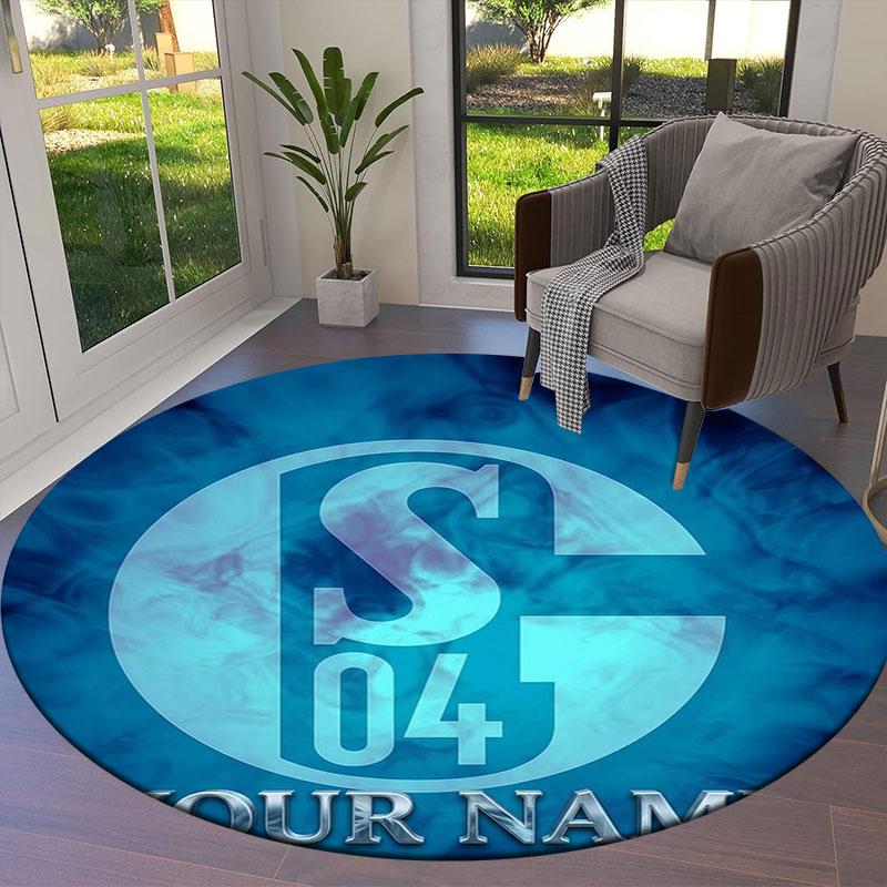FC Schalke 04 Custom Name Round Area Rug,Carpet Rug for Living Room Bedroom Sofa Playroom Decor,Non-slip Floor Mat