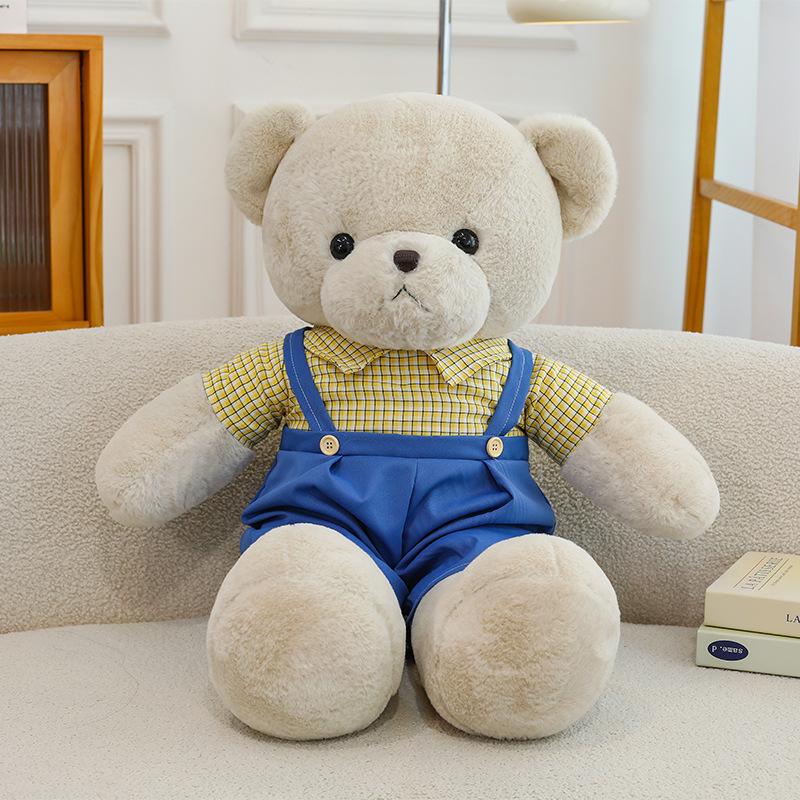 Denim Clothes Teddy Bear Large Couple Hug Bear Plush Toy Children's Companion Doll