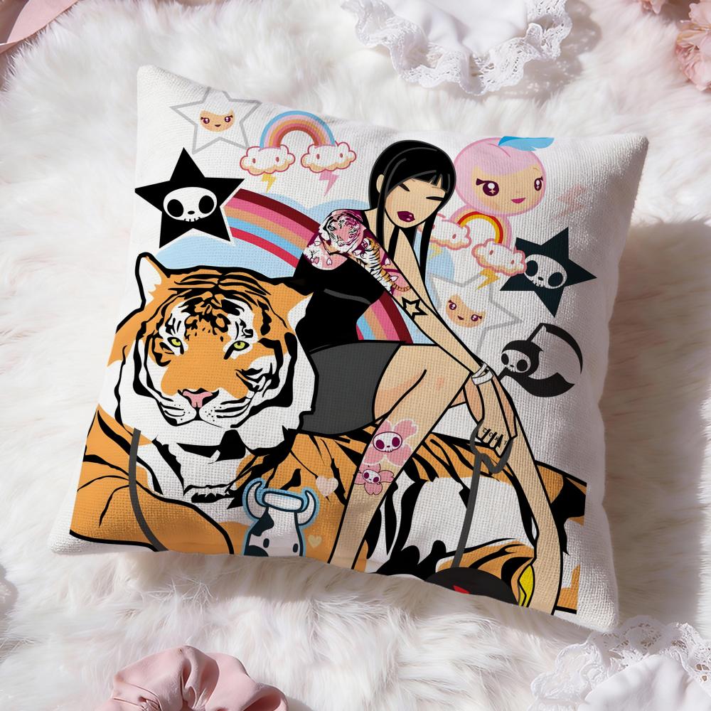 Горячая аниме-подушка Tokidoki Чехол для подушки Премиум-комфорт Двусторонний чехол для подушки - Дизайн "Два в одном" для любой комнаты и салона автомобиля