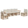 Outdoor Sofa Set 6 pcs Natural and Cream White Polyester