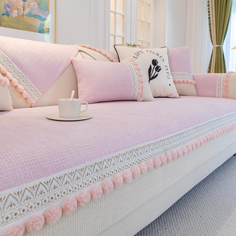 Light French Cream Wind Sofa Cushion  New Four Seasons Universal Non-Slip Cushion Chenier Sofa Cover Cover