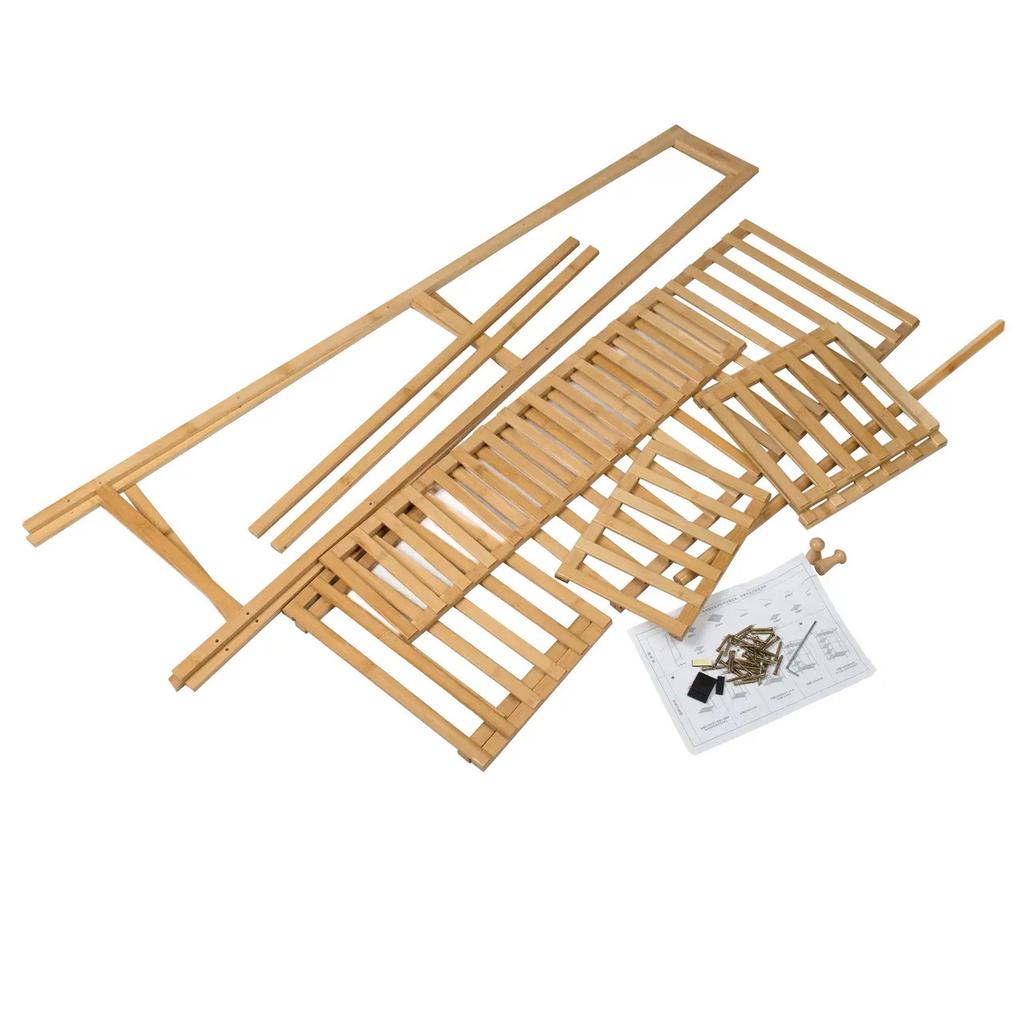 Вешалка стойка для одежды Supretto напольная бамбуковая с полками (9168)