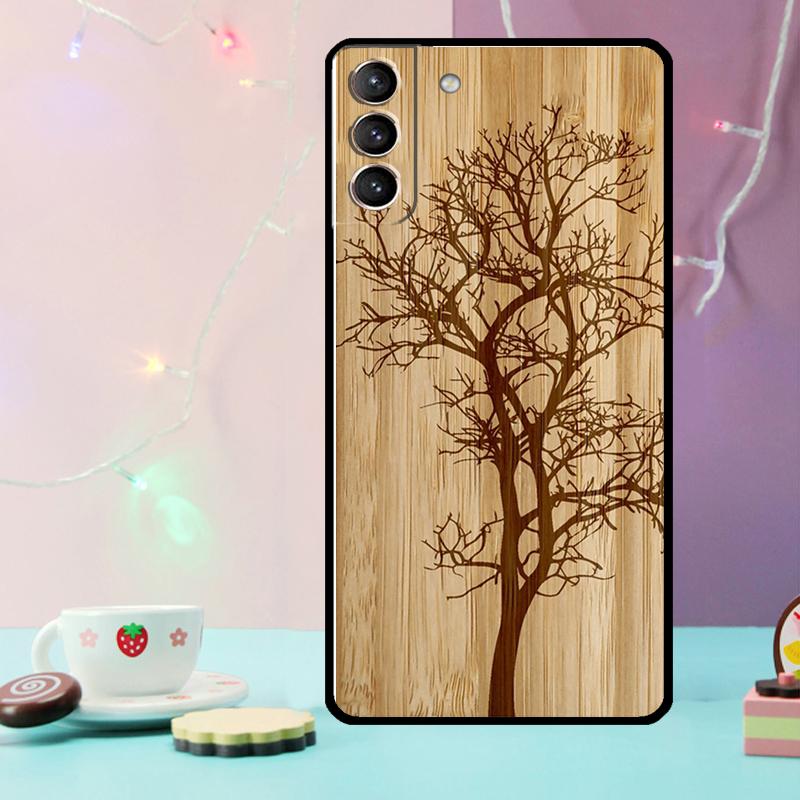 Дерево Цветок Бамбук Деревянный Чехол Для Samsung Galaxy S24 S21 S22 S23 Ultra Plus S20 FE S8 S9 S10 Note 10 20 Ultra Обложка