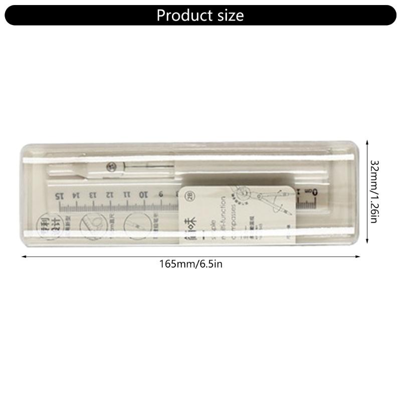 Многофункциональный циркуль для рисования, математический и геометрический канцелярский инструмент, циркуль 3 в 1, геометрическая линейка с набором карандашей