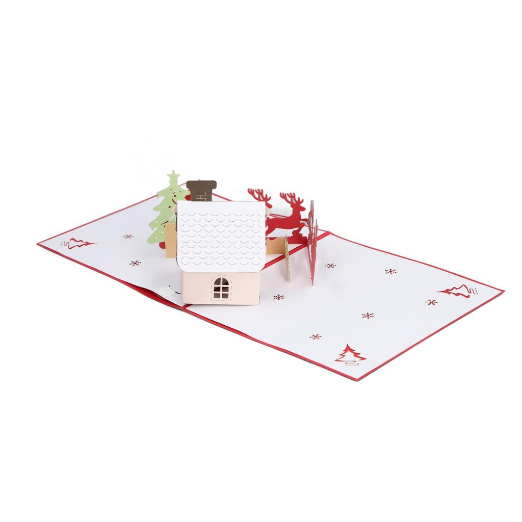 3D рождественские открытки Play Music Cute House Изысканная работа Рождественские всплывающие открытки с конвертом f