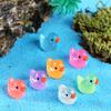 10Pcs Fluorescent Statues Adorable Appearance Creative Shape Vibrant Color Hand-crafted Luminous Tiny Duck Statues Miniature Animal Figures