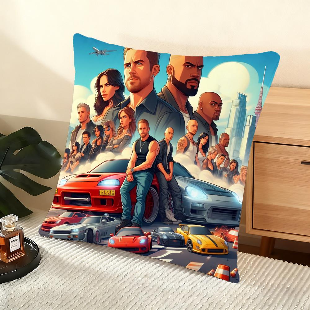 F-Fast And F-Furious Movie Cushion Cover Soft Short Plush Pillow Cover Smooth Cozy Texture Aesthetic Cushion Case Home Decor