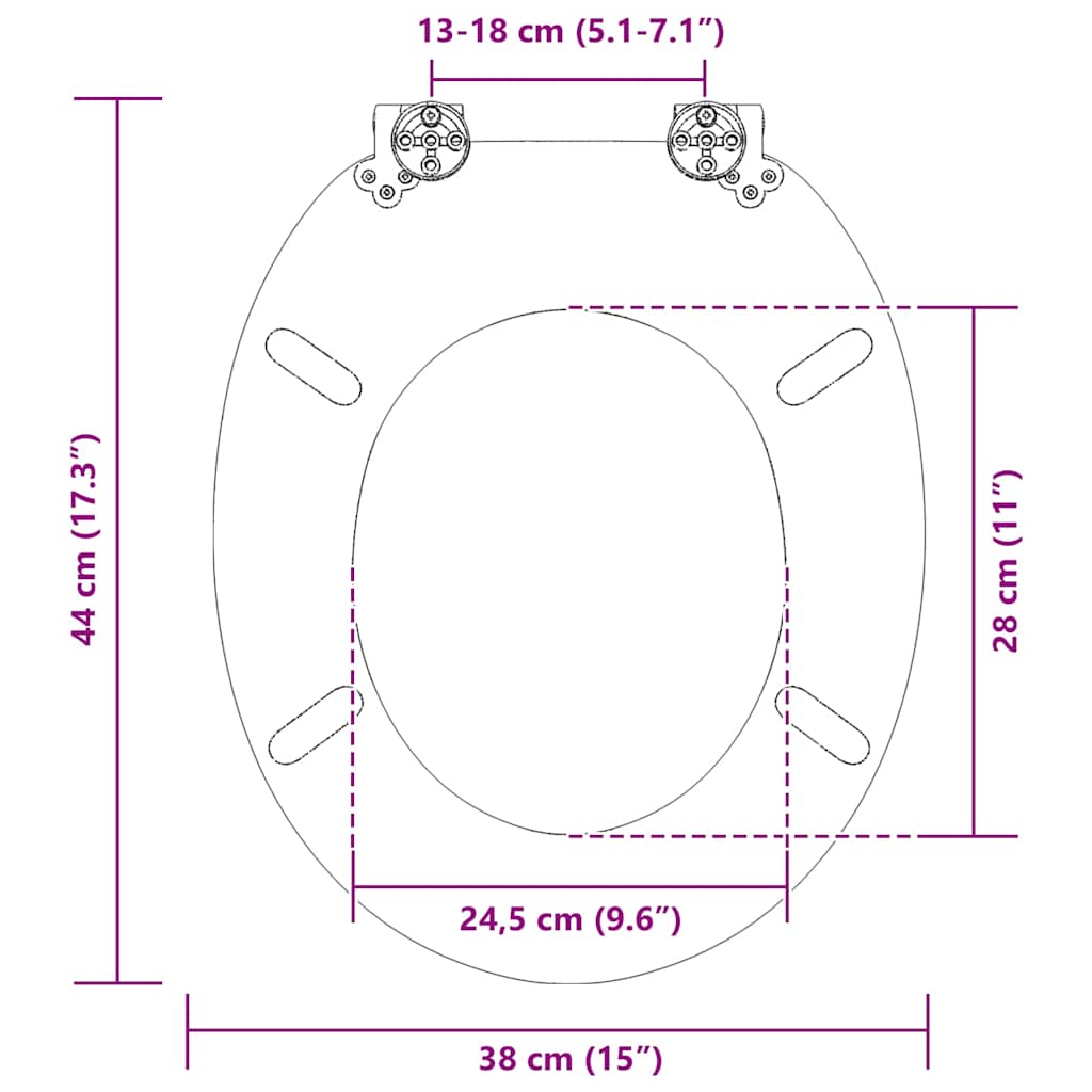 Soft Close Toilet Seat Sea Shell Design 44 x 38 cm MDF Board