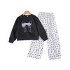 Kids Cartoon Casual Fashion Outfit Set Long Sleeve Top & Pants