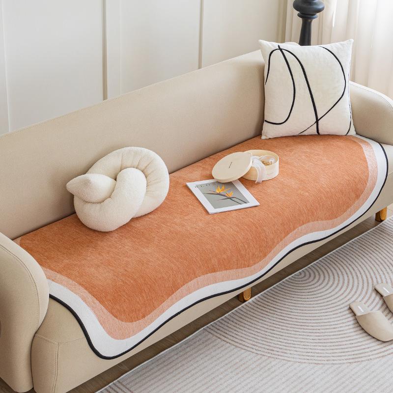 1pc Wave Edge Sofa Cushion, Four Seasons Universal High Grade Chenille Sofa Cover, Non Slip Sofa Cover, Sofa Fabric, Sofa Napkin