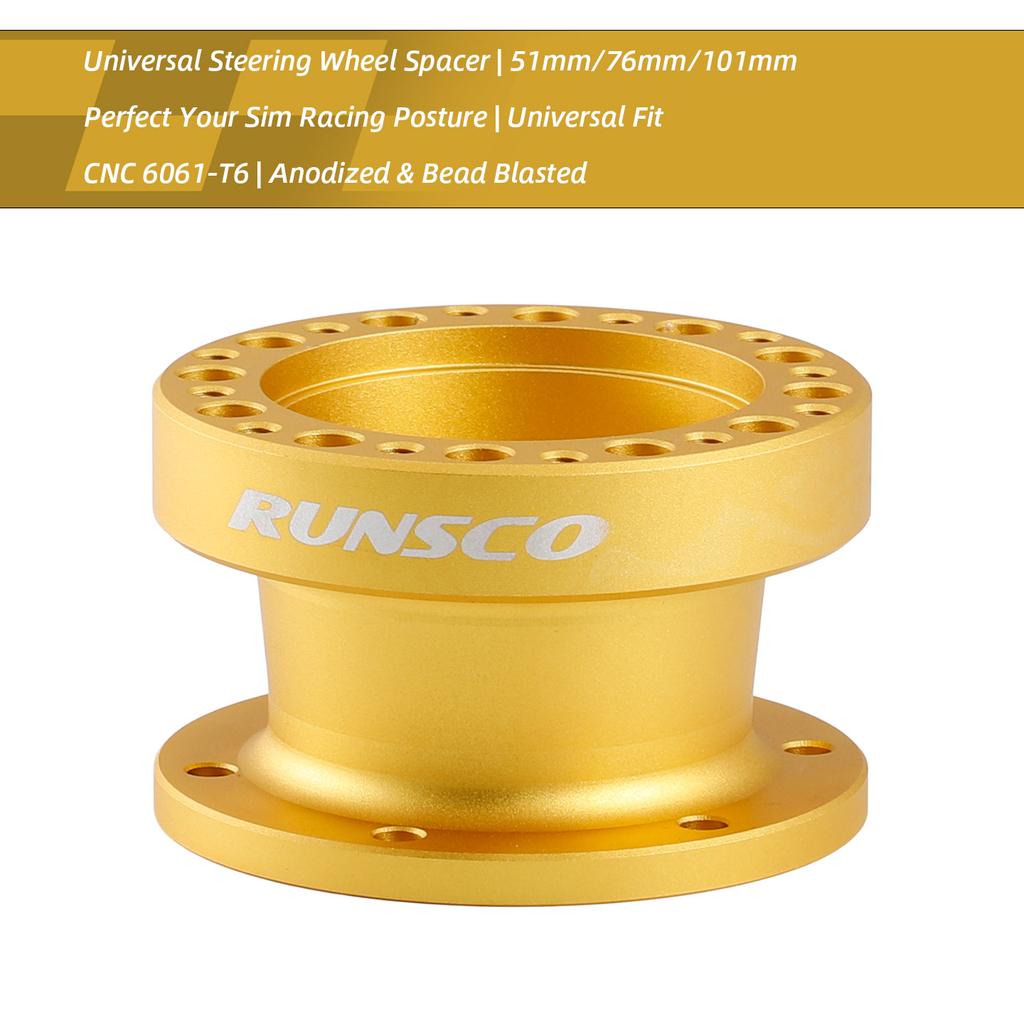 Gold CNC Steering Wheel Spacer 51/76/101mm, Anodized 6061-T6 Aluminum for Sim Racing Wheel Base-522S