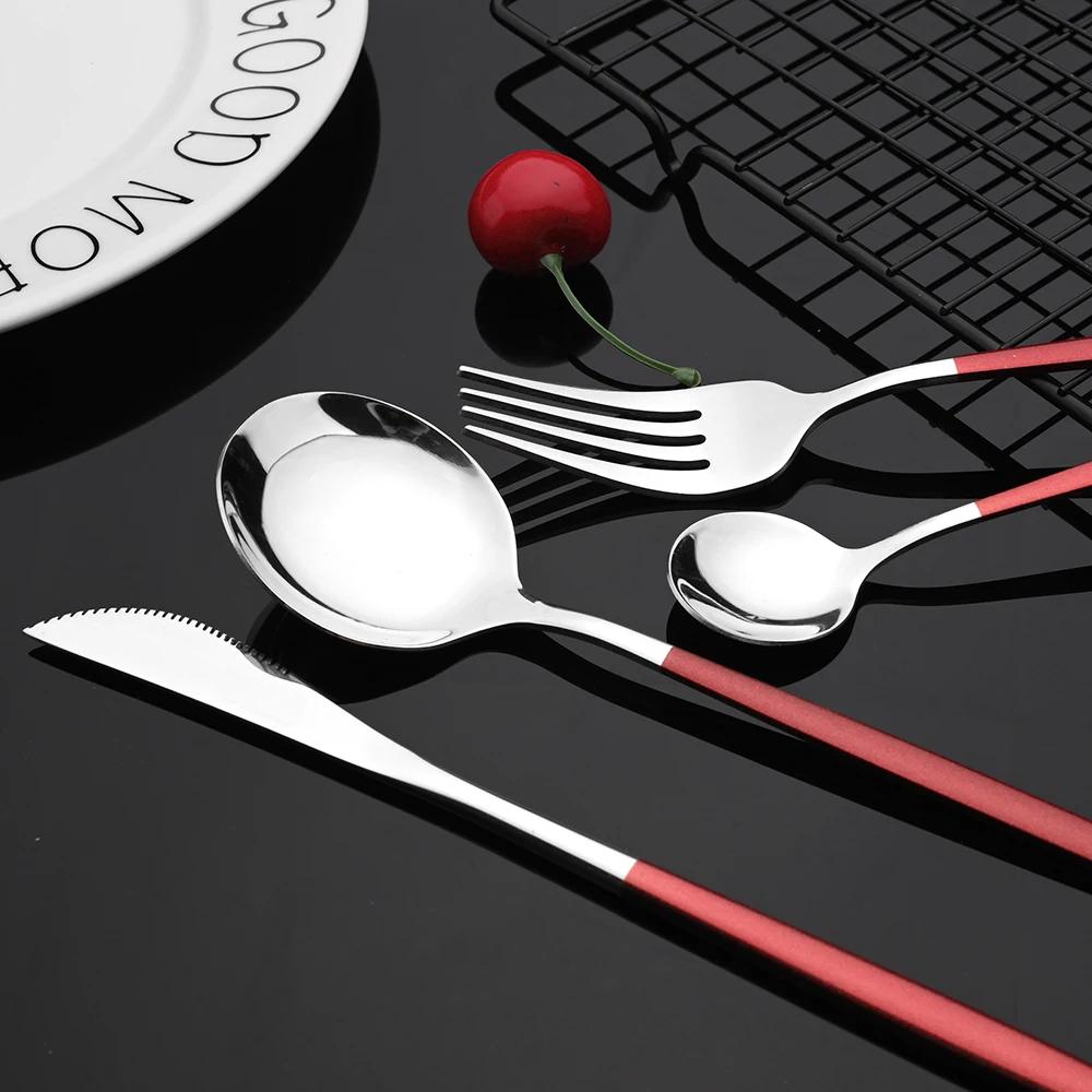 Набор столовых приборов из 24 предметов из синей серебристой нержавеющей стали, кухонная вилка, ложка, нож, набор столовых приборов в западном стиле, набор столовых приборов