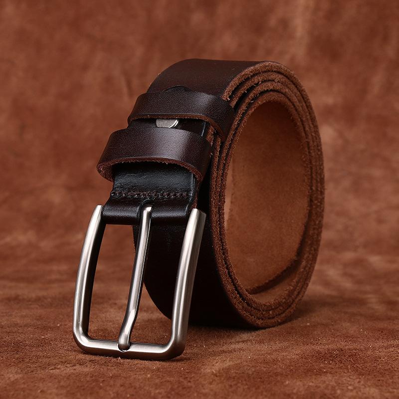 Whole Cowhide Cut Retro Belt Men'S Genuine Leather First Layer Cowhide Pin Buckle Simple Casual Jeans Belt Men'S