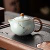 Ru Kiln Celadon Xishi Teapot Set with Handle, Chinese Kung Fu Tea Set, Sky Blue Ceramic Tea Pot