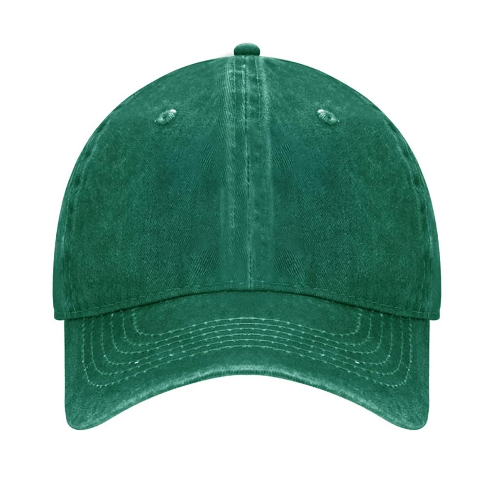 Vintage Distressed Denim 6-Panel Baseball Cap with Customizable Logo Curved Brim Ready to Ship for Unisex