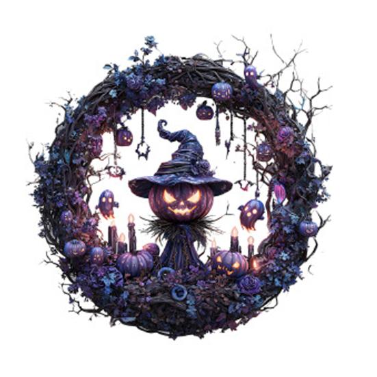 Pumpkin Witch Decoration Halloween Hanging Ornament 2D Flat Acrylic Pendant for Car Interior Rearview Mirror Backpack Key Ring