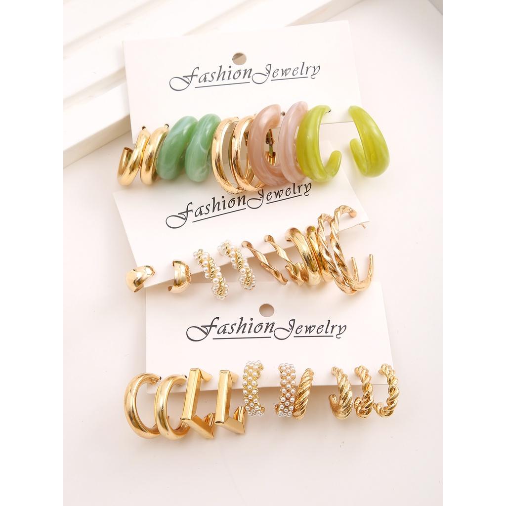 iF ME 15 пар/компл. серьги-кольца, винтажные серьги из смолы с искусственным жемчугом, золотые серьги для женщин, аксессуары, ювелирные изделия