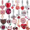 New Red Style Heart Apple Pavé Sparkling Zircon Beads Fit Original Charms Bracelet S925 Solid Silver Women Jewelry