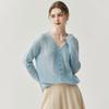Women's V-Neck Hollowed Cashmere Cardigan - Loose Fit Autumn 2025 Cover-Up Pullover