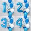 12Pcs/set Blue Number Foil Latex Balloons Birthday Party Decoration 1st One Year Birthday Decoration Balloon