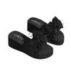 2025 Summer Basic Women's Slippers Butterfly-knot New Open Toe Outdoor Casual Best Seller Plus Size Light Wedge Slippers