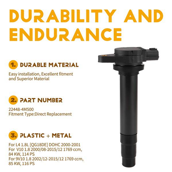 Катушка зажигания двигателя Nissan: Высоковольтный блок из черного пластика и металла