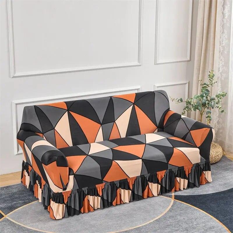 Flower Style Elastic Sofa Cover Double Sofa Large Skirt Full Cover Four Seasons Universal Set Full Set Sofa Cover Cloth Cushion