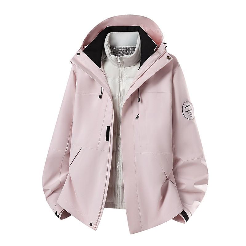 Men Women 3-in-1 Waterproof Windproof Hiking Jacket With Removable Fleece Liner Outdoor Travel Cycling Mountaineering