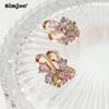 SIMJOO Rose Gold Colorful Zircon Earrings Vintage Luxury Earrings
