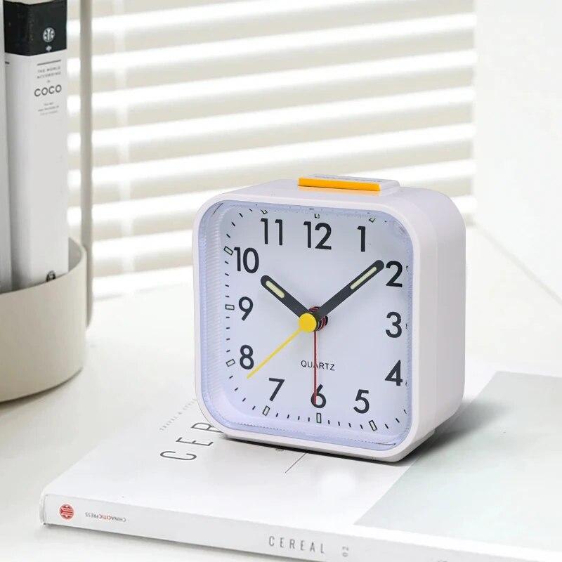 1pc Simple Night Light Small Alarm Clock Bedside Desktop with Snooze Function Household Creative Plastic Quartz Clock2