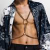 KunJoe Punk Metal Round Ring Aluminum Cuban Cross Chain Chest Chain for Men Gothic Silver Color Party Nightclub Body Jewelry Gay