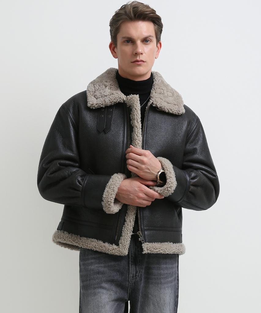 Strike Helios Lambskin Shearling Jacket (Dark Brown)