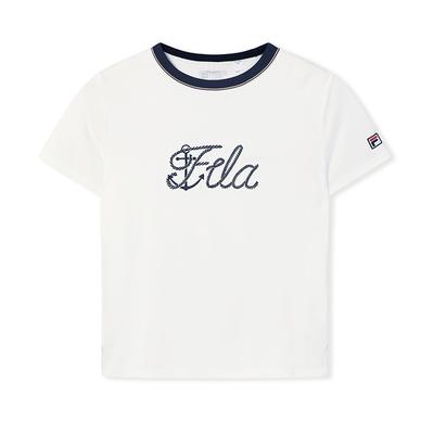 Fila Мода с наследием Простая Классическая Ретро Спортивная Повседневная Универсальная Цветные Блоки Воротник Удобная Вязаная Футболка с Коротким Рукавом F11W628109FWT