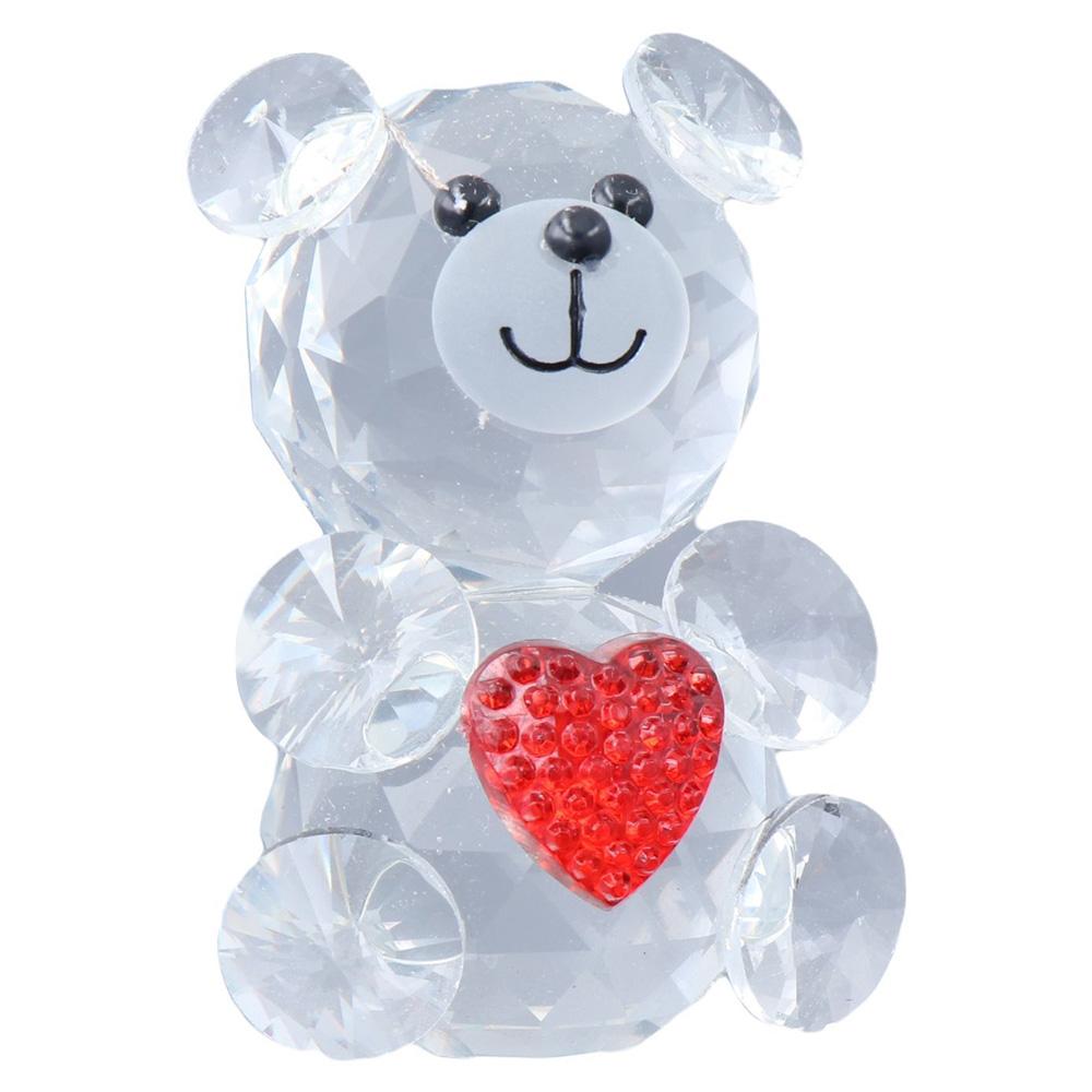 Red and Transparent Crystal Baby Bear Figurine Collection Bear Pretty Glass Ornament Home