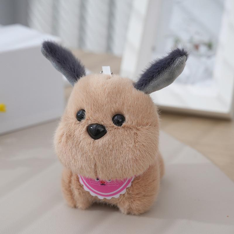 Adorable Cute Plush Dog Pendant Keychain Soft Toy For Bags And Dolls In Pink Beige And Cream