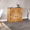 Buffet SALSA commode bahut vaisselier en bois style mexicain avec 2 portes et 2 tiroirs, en pin massif finition teintée/cirée