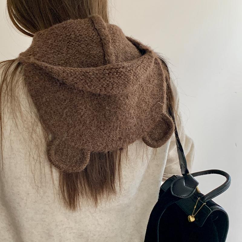 Милая трехмерная шапка с медвежьими ушками из шерсти, женская осенне-зимняя новинка, теплая вязаная шапка с ушками, тренд